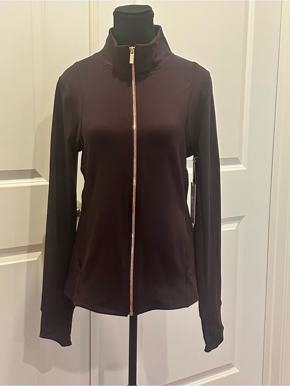 Balance Collection Black Full-Zip Bomber Jacket with Gold Zipper